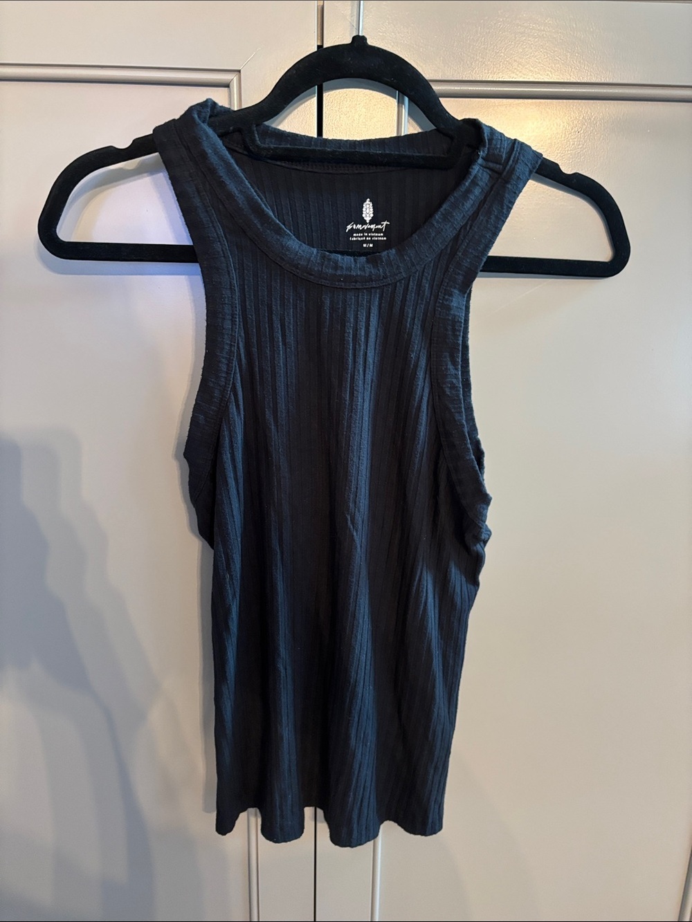 Free People Black Ribbed Muscle Tank M